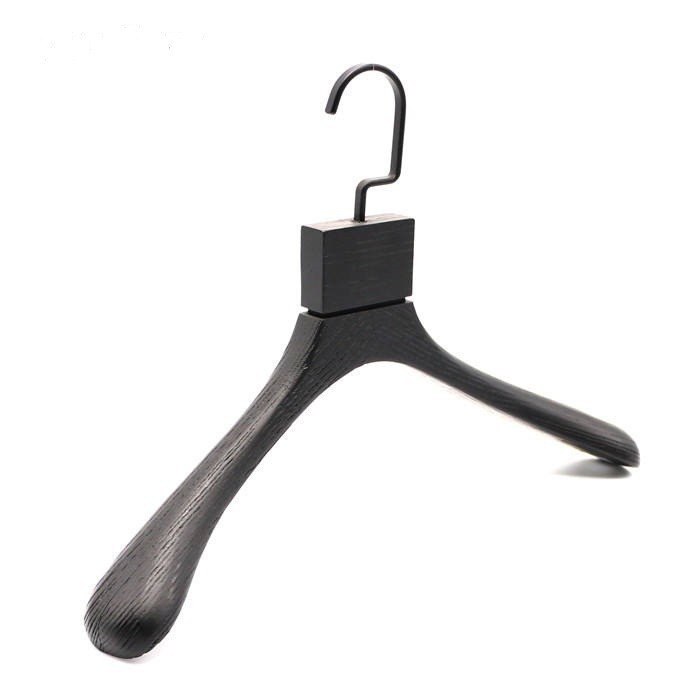 Custom Brand Luxury Black Ash Wood Top Coat Clothing Suit Hanger
